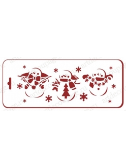 Трафарет новогодний Три снеговика, 10х25 см, Трафарет-Дизайн