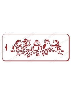 Трафарет новогодний Поющие птички, 10х25 см, Трафарет-Дизайн
