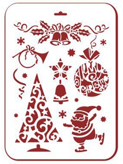 Трафарет новогодний Веселый Санта, 21х31 см, Трафарет-Дизайн
