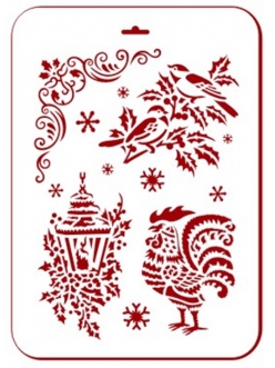Трафарет новогодний Петух символ года, 21х31 см, Трафарет-Дизайн