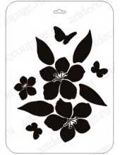 Трафарет пластиковый EDPC008 "Бабочки и цветы", 21х31 см, Трафарет-Дизайн