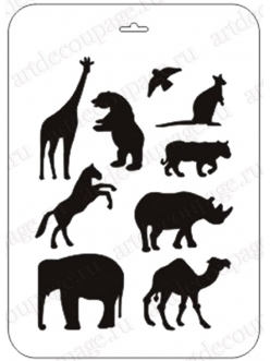 Трафарет пластиковый Африканские животные, 21х31 см, Трафарет-Дизайн