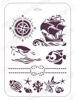 Трафарет для росписи Морская тематика, 21х31 см, Event Design