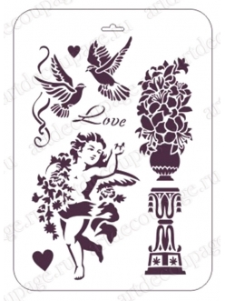 Трафарет для росписи Амур, цветы, 21х31 см, Event Design