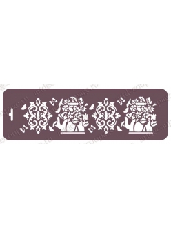 Трафарет бордюр для росписи Цветы в чайнике, 10х32 см, Трафарет-Дизайн