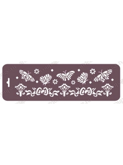 Трафарет бордюр для росписи Бабочки и цветы, 10х32 см, Трафарет-Дизайн