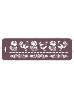Трафарет бордюр для росписи Петухи, 10х32 см, Трафарет-Дизайн