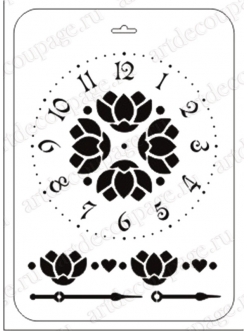 Трафарет для часов Циферблат с цветами, 21х31 см, Трафарет-Дизайн