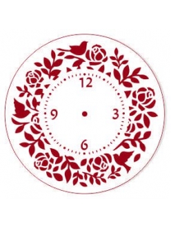 Трафарет для часов Циферблат с розами и птицами, Трафарет-Дизайн, диаметр 15 см