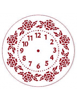 Трафарет для часов Циферблат с розами, Трафарет-Дизайн, диаметр 15 см