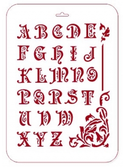 Трафарет пластиковый Английский алфавит с узорами, 21х31 см, Трафарет-Дизайн
