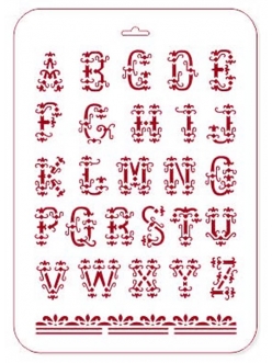 Трафарет пластиковый Английский алфавит с завитками, 21х31 см, Трафарет-Дизайн