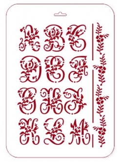 Трафарет пластиковый Английский алфавит с цветами 1, 21х31 см, Трафарет-Дизайн