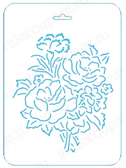 Трафарет контурный "Розы и гвоздика", 16х22 см, Трафарет-Дизайн