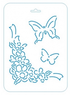 Трафарет контурный "Цветы и бабочки", 16х22 см, Трафарет-Дизайн