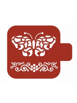 Трафарет для росписи Фауна Бабочка и орнамент, 9х9 см, Трафарет-Дизайн