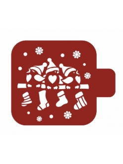 Трафарет для росписи Модуль Новый год "Рождественские птички", 9х9 см, Трафарет-Дизайн