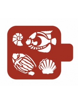 Трафарет для росписи Модуль Море Рыбы и раковины, 9х9 см, Трафарет-Дизайн