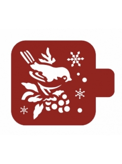 Трафарет для росписи Модуль Новый год "Птичка и снежинки", 9х9 см, Трафарет-Дизайн