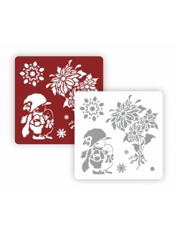 Трафарет модуль Новый год Мальчик и зимние цветы, 15х15 см, Трафарет-Дизайн