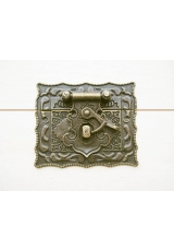 Замок накладка для шкатулок 58х67 мм, цвет античная бронза