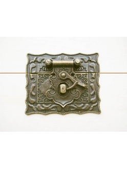Замок накладка для шкатулок 58х67 мм, цвет античная бронза