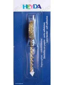 Кружевная самоклеящаяся лента для скрапбукинга Сердечки золотистые, 8 мм х 200 см, Heyda