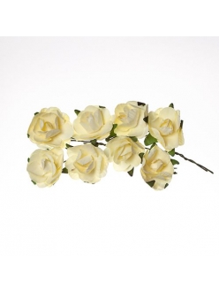 Цветы для скрапбукинга Розы бумажные кремовые, 8 штук, ScrapBerry's