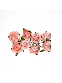 Цветы для скрапбукинга Розы бумажные нежно-розовые, 8 штук, ScrapBerry's