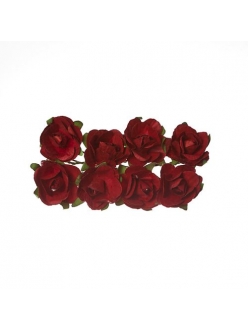 Цветы для скрапбукинга Розы бумажные бордовые, 8 штук, ScrapBerry's