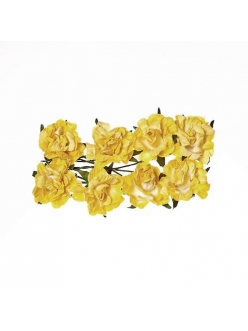 Цветы для скрапбукинга Кудрявые розы из бумаги желтые, 8 штук, ScrapBerry's