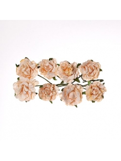 Цветы для скрапбукинга Кудрявые розы из бумаги персиковые, 8 штук, ScrapBerry's