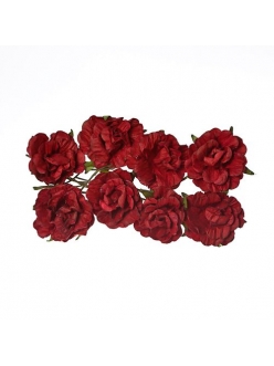 Цветы для скрапбукинга Кудрявые розы из бумаги бордовые, 8 штук, ScrapBerry's