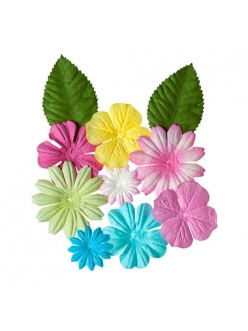 Набор цветов и листьев из шелковичной бумаги Пастельный, 10 шт., ScrapBerry's