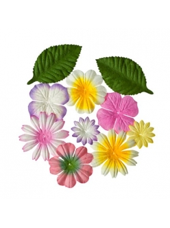 Набор цветов и листьев из шелковичной бумаги Закат, 10 шт., ScrapBerry's