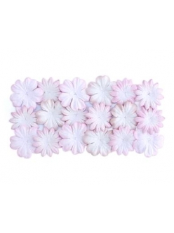 Цветы декоративные из шелковичной бумаги, набор Белый с розовым, 2 вида, 20 шт., ScrapBerry's