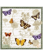 Салфетка для декупажа "Винтажные бабочки и цветы", 33х33 см, Германия