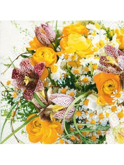 Салфетка для декупажа Букет весенних цветов, 33х33 см