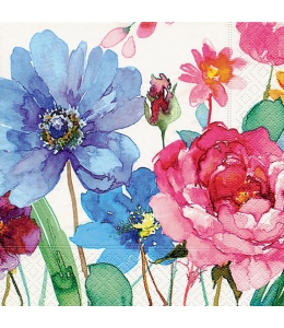 Салфетка для декупажа "Красочные цветы, акварель", 33х33 см, Германия