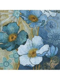 Салфетка для декупажа Голубые цветы, 33х33 см