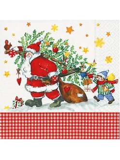 Салфетка для декупажа Дед Мороз с подарками, 33х33 см
