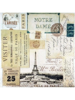 Салфетка для декупажа Париж, винтаж, 33х33 см