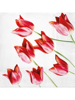 Салфетка для декупажа Красные тюльпаны, 33х33 см, Польша