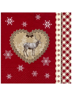 Новогодняя салфетка для декупажа Рождественский олень, 33х33 см, Paw (Польша)