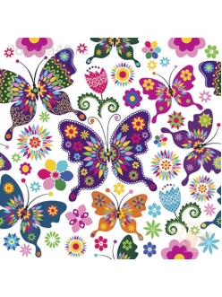 Салфетка для декупажа Разноцветные бабочки, 33х33 см