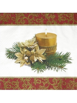 Салфетка для декупажа "Новогодняя свеча", 33х33 см