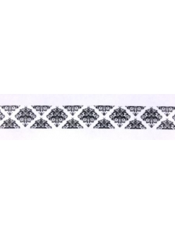 Бумажный скотч с принтом SCB 138048 "Викторианский черно-белый орнамент", 15 мм, длина 8м, ScrapBerry's