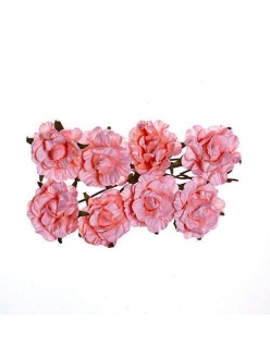 Цветы для скрапбукинга Кудрявые розы из бумаги Розовые, 8 штук, ScrapBerry's