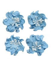 Цветы бумажные для скрапбукинга Фиалки кудрявые небесно-голубые, 4 шт., ScrapBerry's