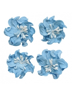 Цветы миниатюрные бумажные Фиалки кудрявые небесно-голубые, 4 шт., ScrapBerry's